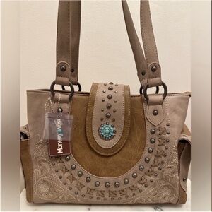 NWT Montana West Taupe Western Shoulder Bag w/ Turquoise Concho